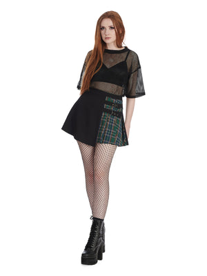 BANNED TAVISH BLACK GREEN SPLIT SKIRT SK25414
