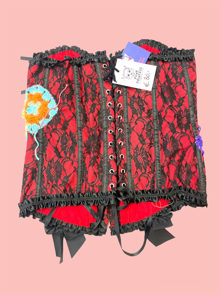 PUNK PRINCESS RED LACE UP SOUL STEALER REWORKED CORSET TOP
