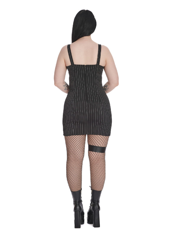 
            
                Load image into Gallery viewer, BANNED BLACK CORE PINSTRIPE SLIT DRESS 16937
            
        