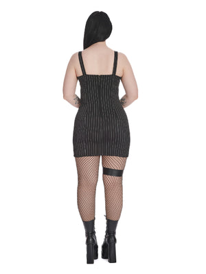 BANNED BLACK CORE PINSTRIPE SLIT DRESS 16937