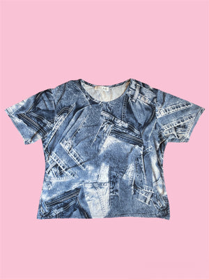 SECOND HAND Y2K JEANS PRINT SHIRT