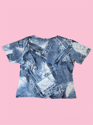 SECOND HAND Y2K JEANS PRINT SHIRT
