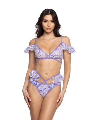 J VALENTINE LAVENDER SEQUIN LACE SHORTS JR129