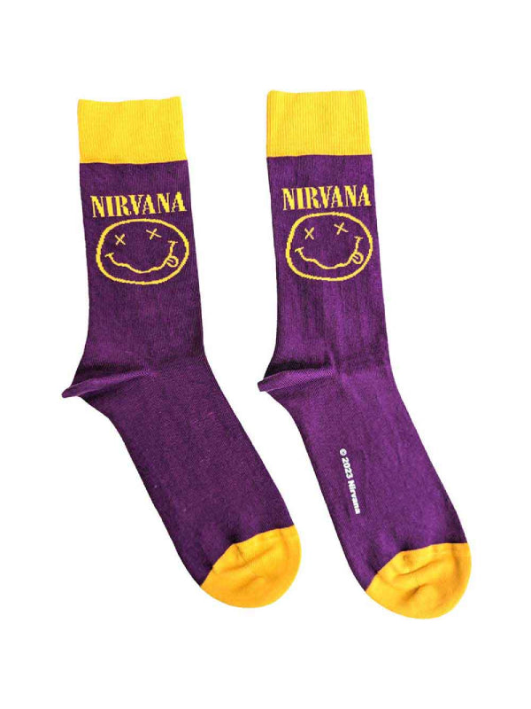 PURPLE NIRVANA HAPPY FACE SOCKS