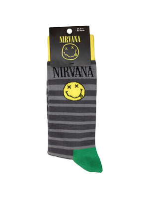 NIRVANA HAPPY FACE AND STRIPES SOCKS