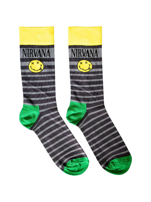 NIRVANA HAPPY FACE AND STRIPES SOCKS