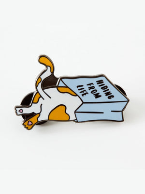 PUNKY PINS HIDING FROM LIFE CAT ENAMEL PIN