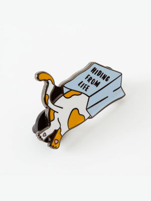 PUNKY PINS HIDING FROM LIFE CAT ENAMEL PIN
