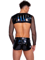 ROMA COSTUME VINYL IRIDESCENT LONG SLEEVED FISHNET TOP 6518