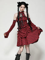 DARK IN LOVE LOLITA RED AND BLACK PLAID DRESS DW1036