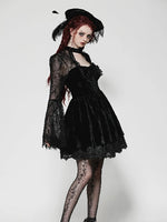 DARK IN LOVE VELVET LACE ARM DRESS DW1033