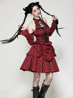 DARK IN LOVE LOLITA RED AND BLACK PLAID DRESS DW1036