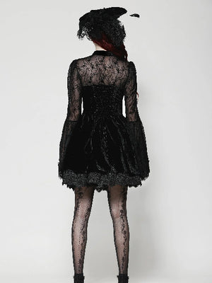 DARK IN LOVE VELVET LACE ARM DRESS DW1033
