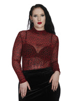 BANNED ANIMAL APPEAL TOP MESH RED LEO TP10664