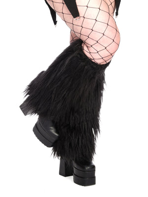 BANNED BLACK FUZZY LEGWARMER