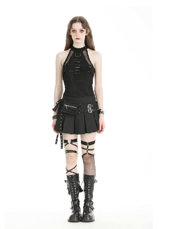 DARK IN LOVE BLACK SHORT SKIRT WITH BAGS KW359