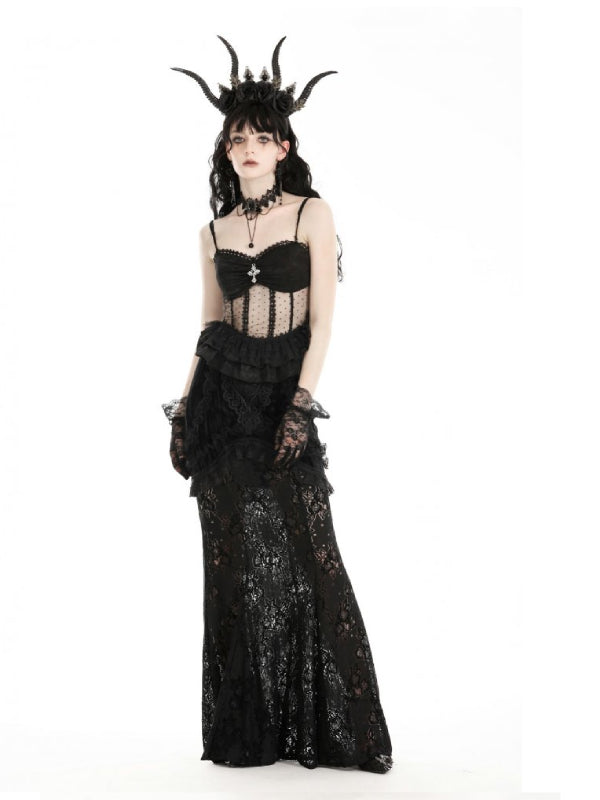DARK IN LOVE POLKA DOT LACE CORSET TOP CW081
