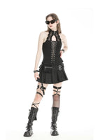 DARK IN LOVE BLACK SHORT SKIRT WITH BAGS KW359