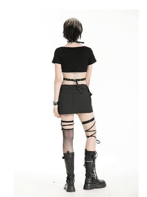 DARK IN LOVE MESH ARMS CROPPED TOP TW591