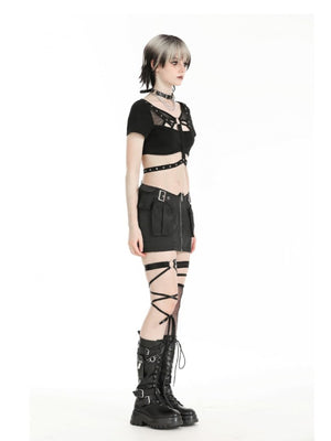 DARK IN LOVE MESH ARMS CROPPED TOP TW591