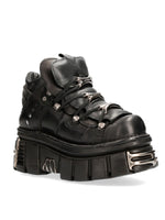 NEW ROCK ANKLE BOOT BLACK TOWER WITH LACES M-106-S112