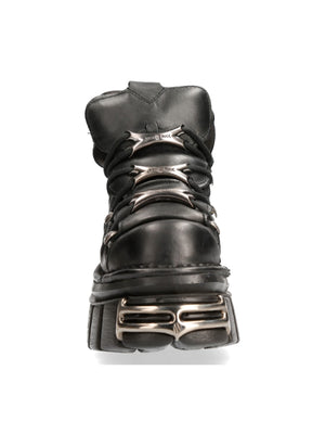 NEW ROCK ANKLE BOOT BLACK TOWER WITH LACES M-106-S112