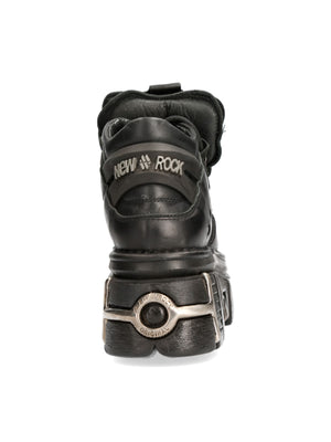 NEW ROCK ANKLE BOOT BLACK TOWER WITH LACES M-106-S112