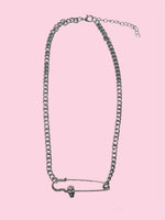 SKULL SAFETY PIN NECKLACE