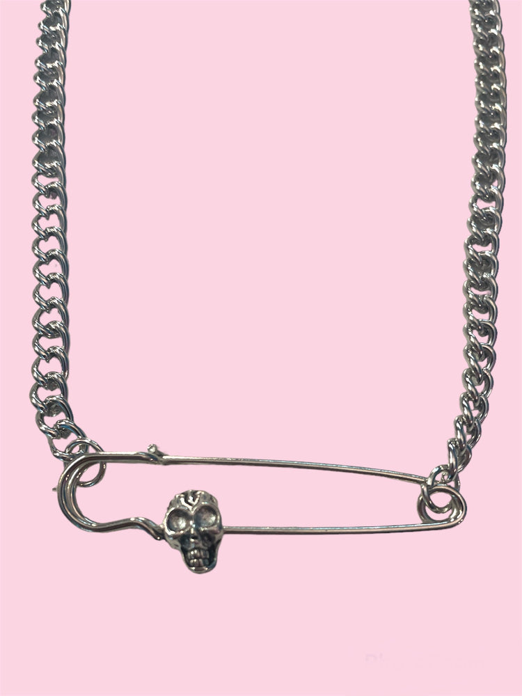 
            
                Load image into Gallery viewer, SKULL SAFETY PIN NECKLACE
            
        
