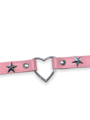 FUNK PLUS PINK HEART STAR CHOKER VEGAN FCK350