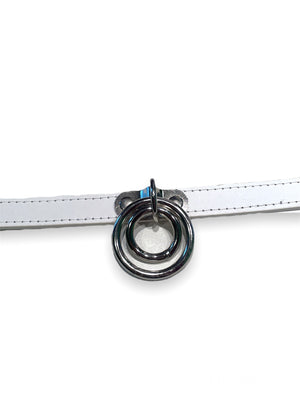 FUNK PLUS WHITE DOUBLE O RING CHOKER VEGAN FC264