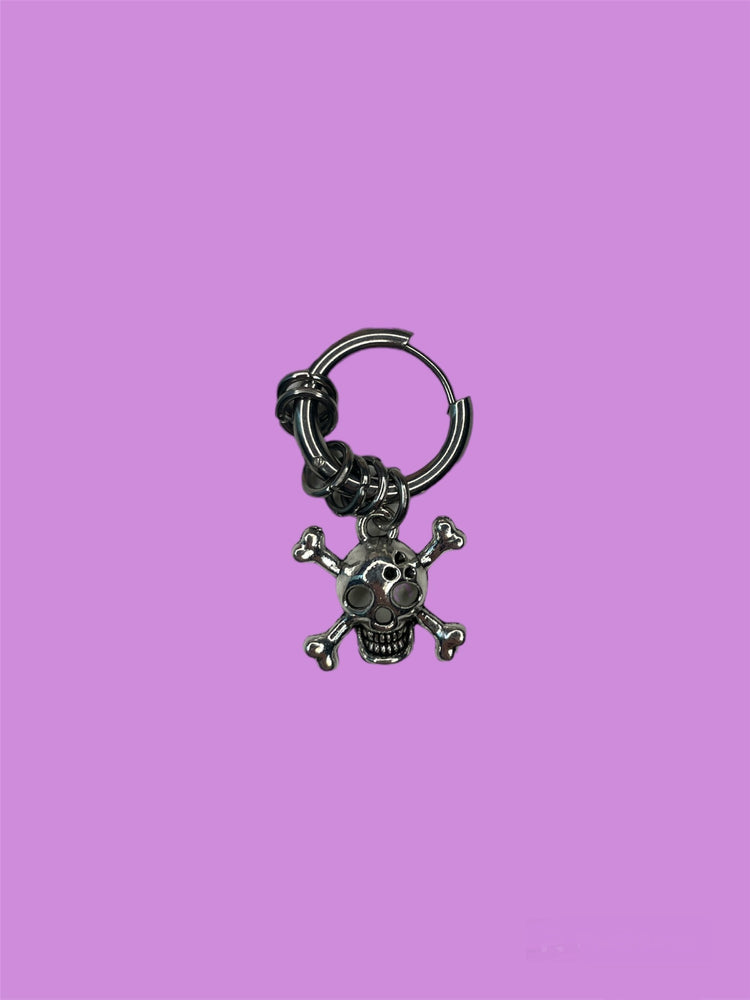 
            
                Load image into Gallery viewer, SMALL HOOP SKULL EARRING
            
        