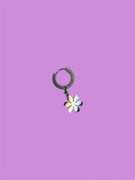 SMALL HOOP FLOWER EARRING