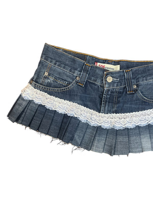 INDYANNA UPCYCLED SKIRT BLUE WHITE LACE