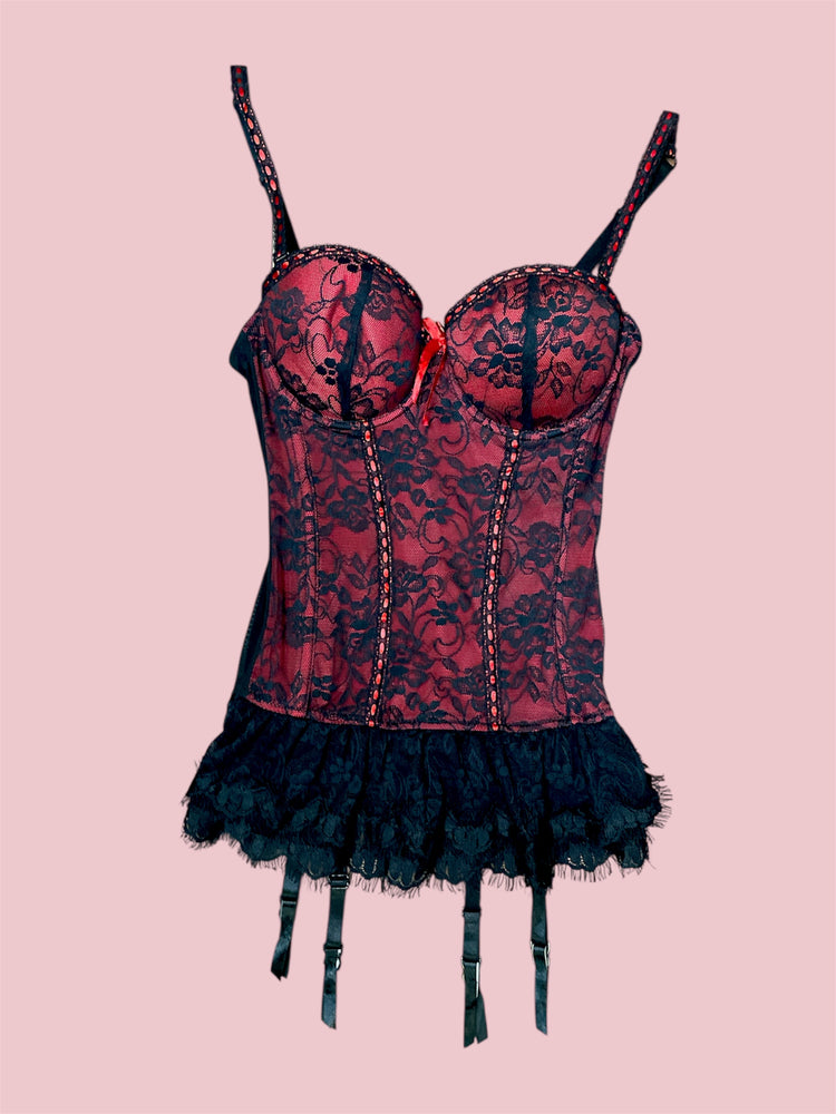 SECOND HAND RED BLACK CORSET DRESS