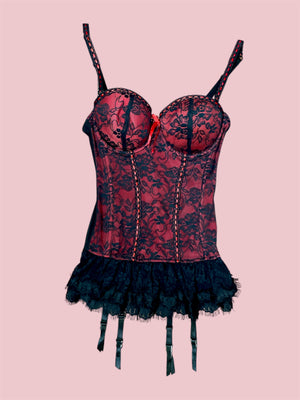 SECOND HAND RED BLACK CORSET DRESS