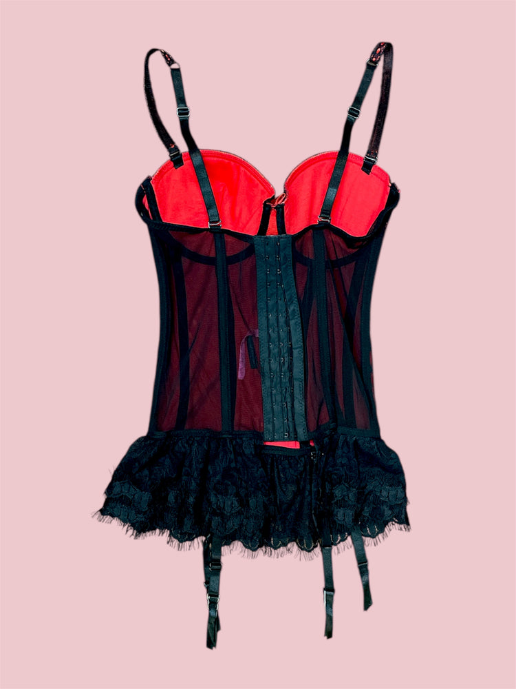 SECOND HAND RED BLACK CORSET DRESS