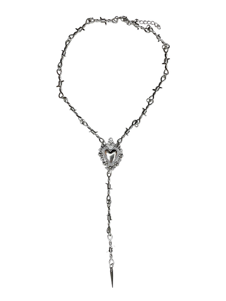 BARBWIRE HEART LONG NECKLACE