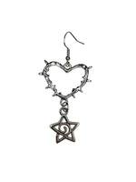 SPIKE HEART WITH SPIRAL STAR EARRING