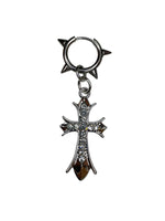 RHINESTONE CROSS ON SPIKE EARRING