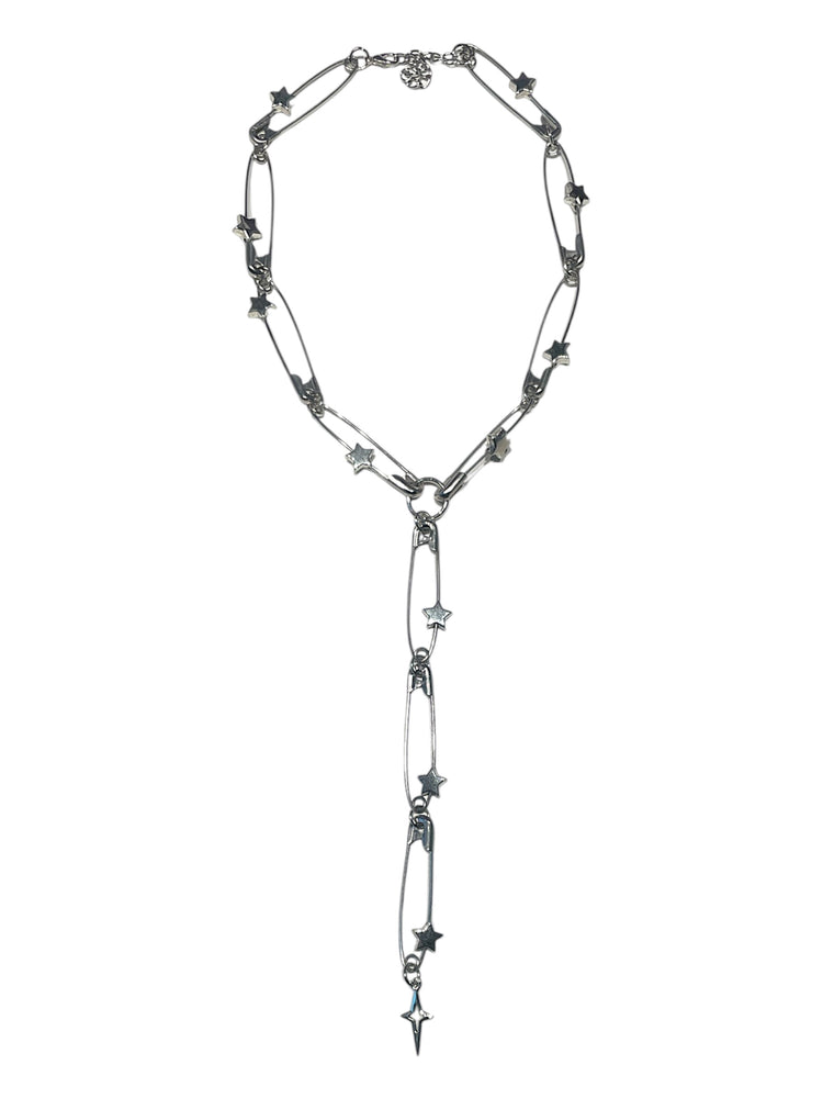 SAFETY PIN STAR DROP NECKLACE