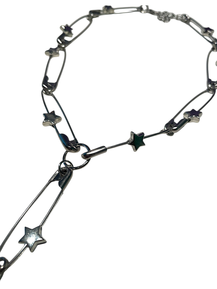 SAFETY PIN STAR DROP NECKLACE