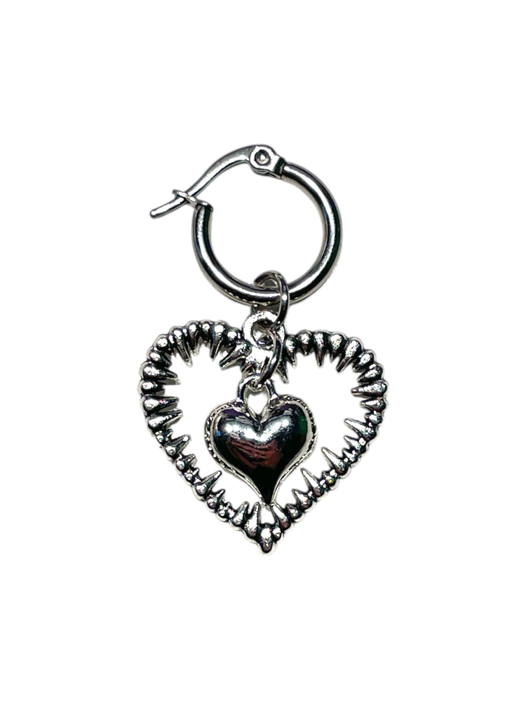 HEART IN TEETH HEART HOOP EARRING