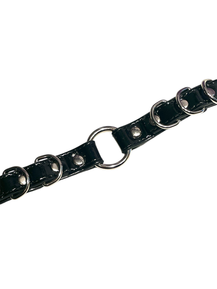 FUNK PLUS BLACK O RING AND D RING CHOKER PATENT FC366