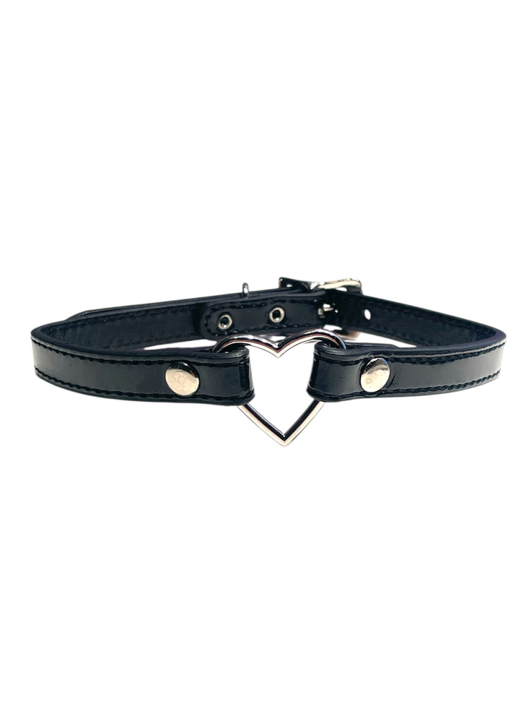 FUNK PLUS SMALL CHOKER WITH HEART PATENT BLACK FC224