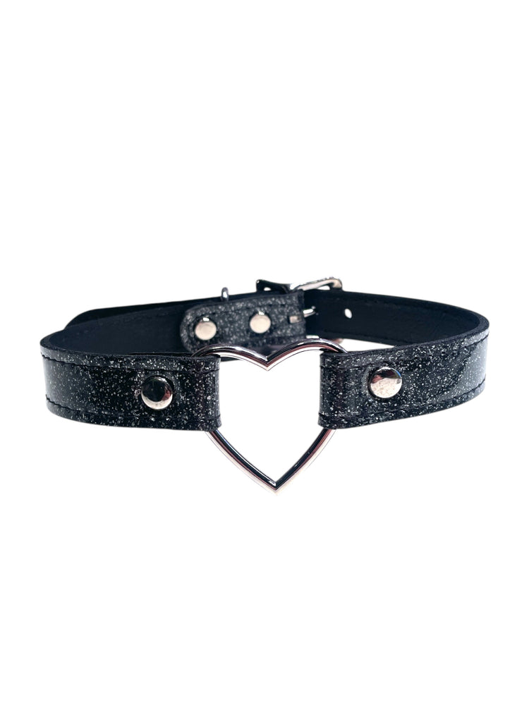 FUNK PLUS CHOKER WITH HEART GLITTER BLACK FC223 VEGAN