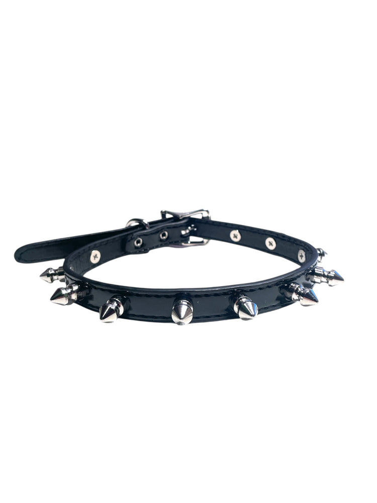 FUNK PLUS BLACK SPIKE CHOKER PATENT CK135