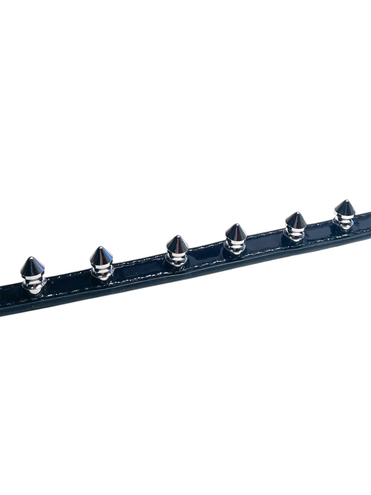 FUNK PLUS BLACK SPIKE CHOKER PATENT CK135