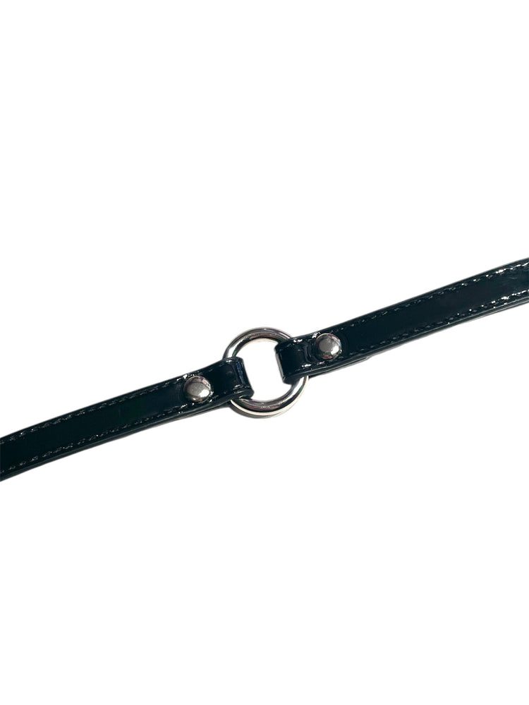 FUNK PLUS SIMPLE PATENT THIN O-RING BLACK CHOKER VEGAN CK168