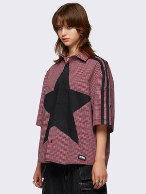 MINGA LONDON DARK STAR CHECK SHORT SLEEVE SHIRT